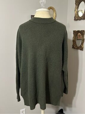 Aerie Olive Green Textured Knit Sweater